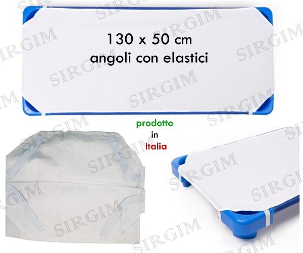 Lenzuola brandina 130 x 50 x cm 100% cotone con angoli elastici made in Italy