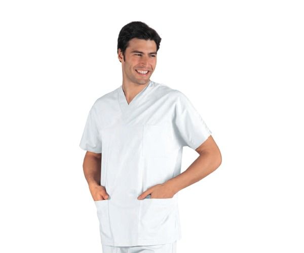 Casacca collo a V unisex BIANCO 100 % cotone 190 gr