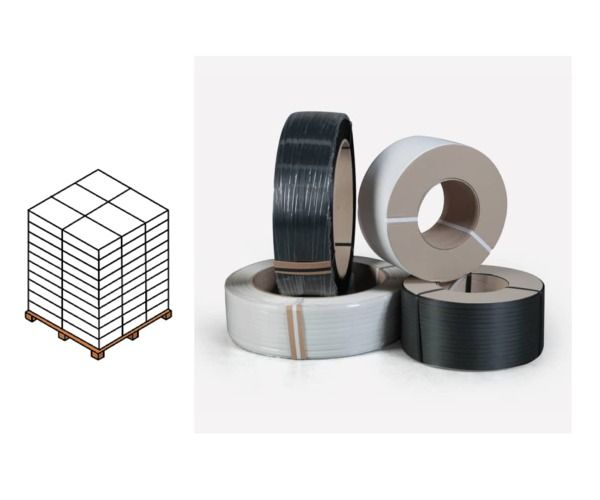 REGGIA imballaggi polipropilene 12,00 x 0,80 mm diam  406 mm GOFFRATA NERA mt 2000 mt carico rottura 230